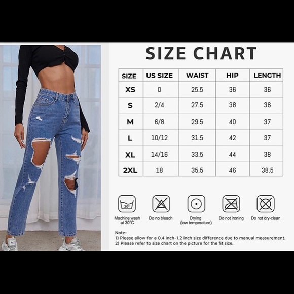 NWT POTILI Women Jeans Ripped Mom Jean High Waisted, Sz Small - Picture 5 of 7